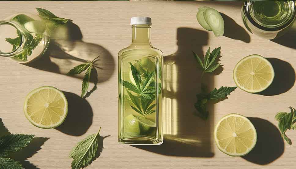 Marijuana Detox: What Works, What Doesn’t, and How to Prepare Natural ingredients for marijuana detox drinks: lemon, cranberries, ginger, mint, and green tea displayed on a wooden table.