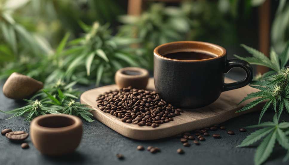 Using Coffee Grounds for Cannabis: A Natural Fertilizer Approach Coffee grounds for cannabis cultivation used as organic fertilizer around healthy marijuana plants