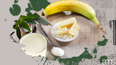 cannabis ice cream ingredients on a table