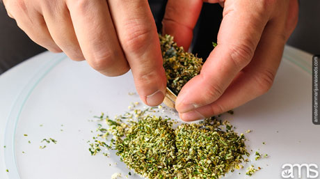 grinding marijuana by hand