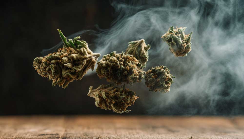 What is a Good Terpene Level for Cannabis? Cannabis bud labeled with dominant terpenes like limonene and myrcene – what is a good terpene level for cannabis