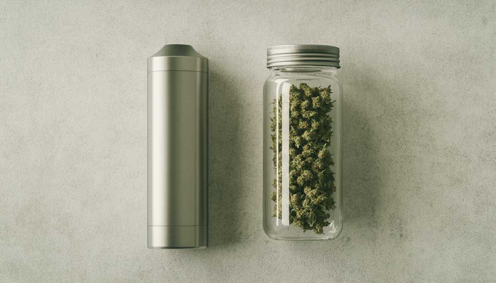 What Temperature Does THC Burn? Photo of a cannabis vaporizer setup illustrating what temperature does THC burn and how to use precise heat to optimize your cannabis experience.