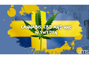 marijuana leaf and the flag of Sweden