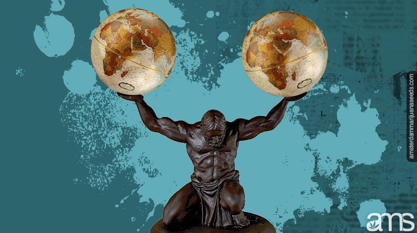 atlas holding two globes