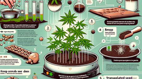 Step-by-step visual guide showing how to germinate cannabis seeds and nurture them into healthy seedlings.