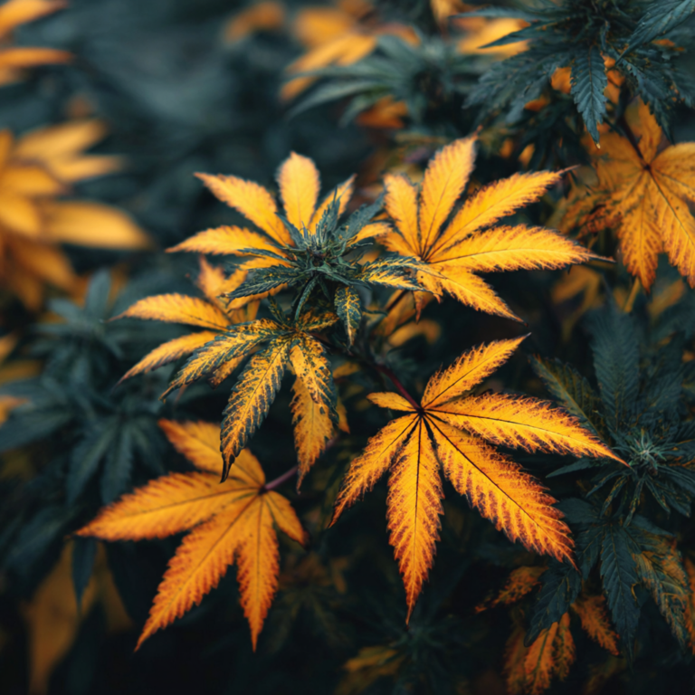 Cannabisplant with yellow leaves